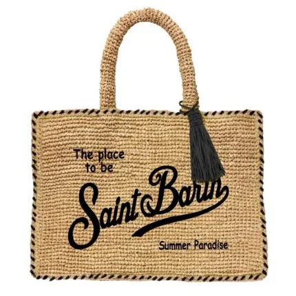 Borsa a mano in Rafia Grande Mc2 Saint Barth Beige art. Vanity Raffia Border 1100 EMB