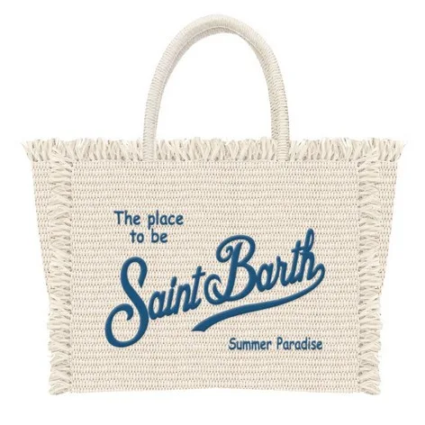 Borsa a mano Grande Mc2 Saint Barth in Rafia Beige art. Vanity Straw 1061 Emb, foto 1 di 1