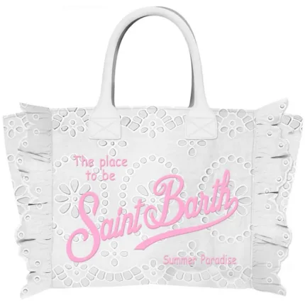 Borsa a mano Grande  Mc2 Saint Barth Bianco art. Vanity Volant Sangallo 1021