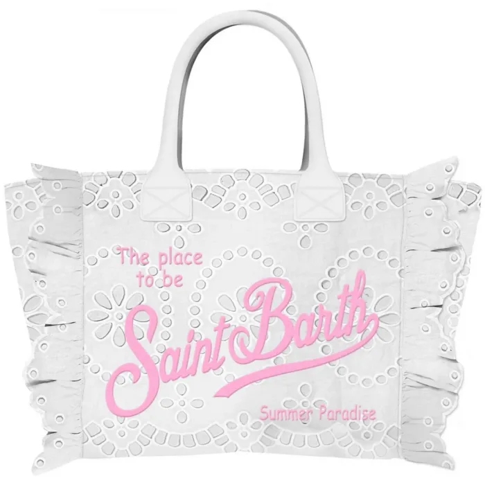 Borsa a mano Grande  Mc2 Saint Barth Bianco art. Vanity Volant Sangallo 1021, foto 1 di 1