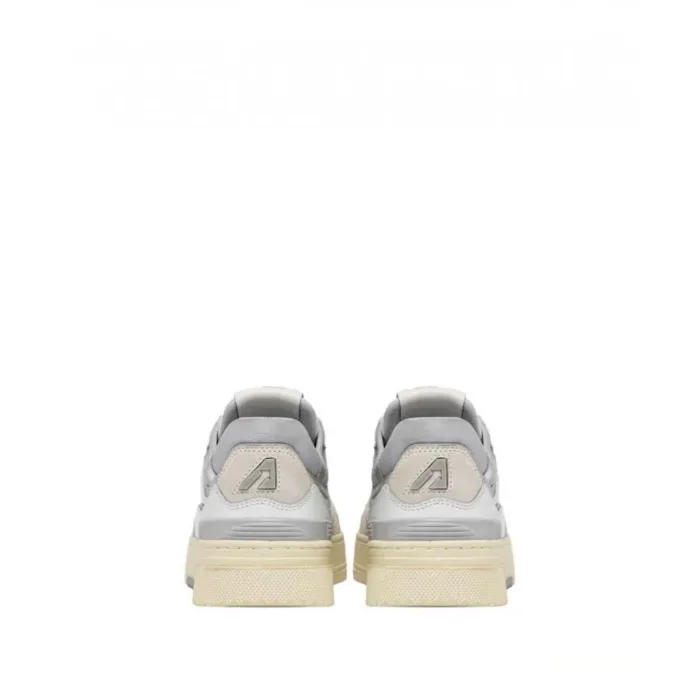 Sneaker Donna Autry CLC Low in Pelle Bianca e Dettagli in Camoscio Beige e Pelle Argento art. ROLW MM34, foto 3 di 4