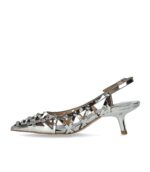 Slingback Ash in Pelle Argento con Borchie Tono su Tono Tacco 7 cm art. Ash Bizarre Silver - immagine 2
