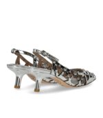 Slingback Ash in Pelle Argento con Borchie Tono su Tono Tacco 7 cm art. Ash Bizarre Silver - immagine 4