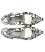 Slingback Ash in Pelle Argento con Borchie Tono su Tono Tacco 7 cm art. Ash Bizarre Silver - immagine 5