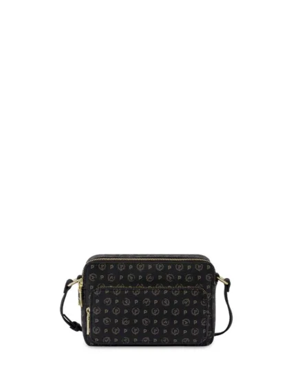 Borsa A Tracolla Pollini Heritage in Pelle Nera con Dettagli Neri E Tasca Con Cerniera Frontale art. TE8535PP0MQ100A