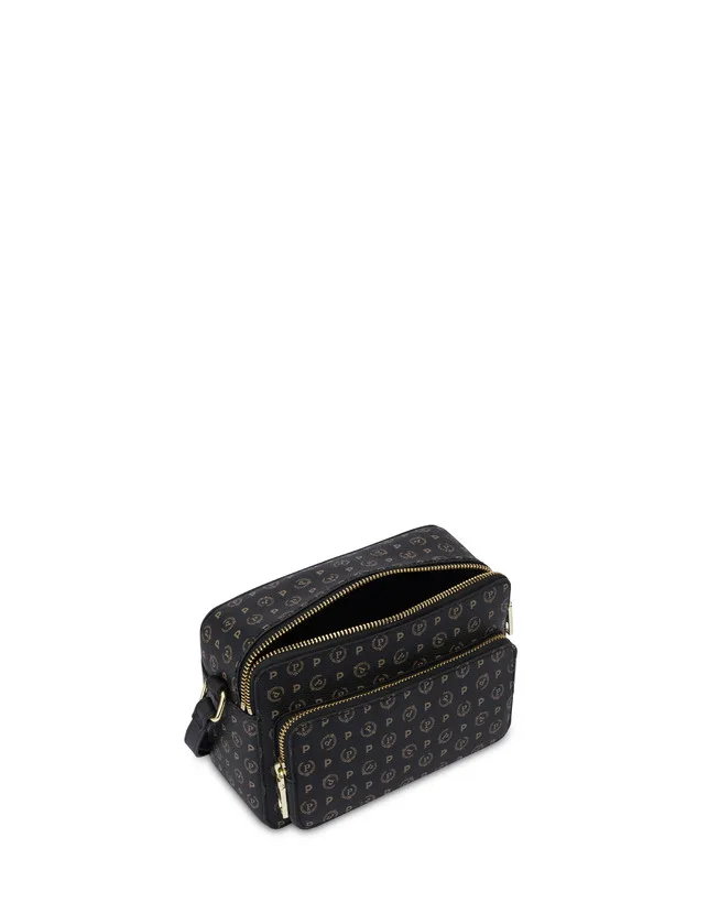 Borsa A Tracolla Pollini Heritage in Pelle Nera con Dettagli Neri E Tasca Con Cerniera Frontale art. TE8535PP0MQ100A, foto 4 di 5