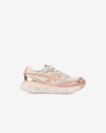 Sneakers Premiata Donna in Camoscio e Rete Beige, Dettagli Rosa art. Lauryn 7483