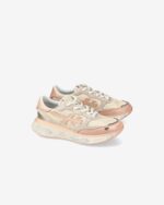 Sneakers Premiata Donna in Camoscio e Rete Beige, Dettagli Rosa art. Lauryn 7483 - immagine 4