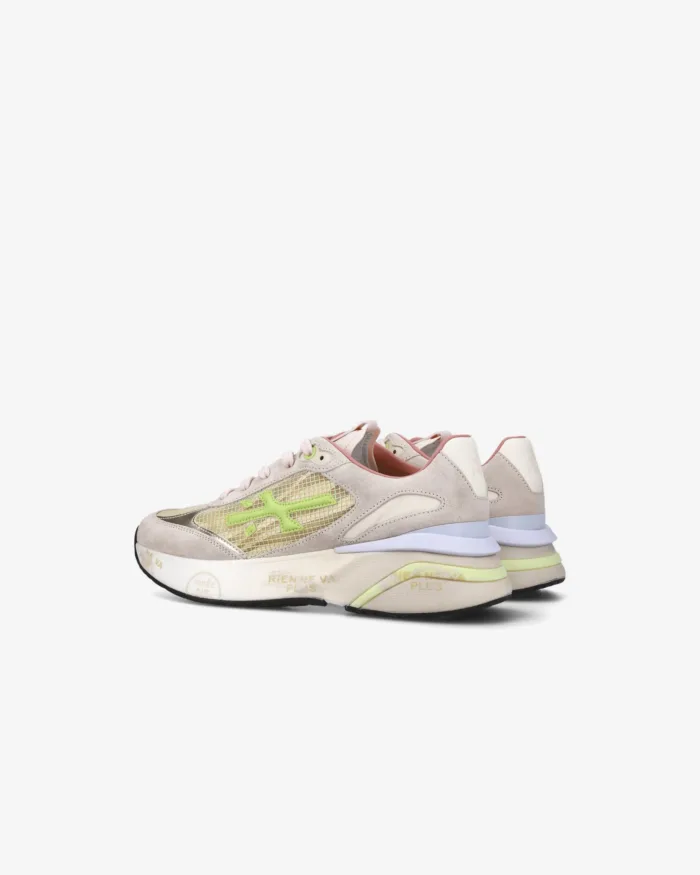 Sneakers Premiata Donna in Camoscio Beige e Tela Traforata art. Moerund 7464, foto 4 di 5