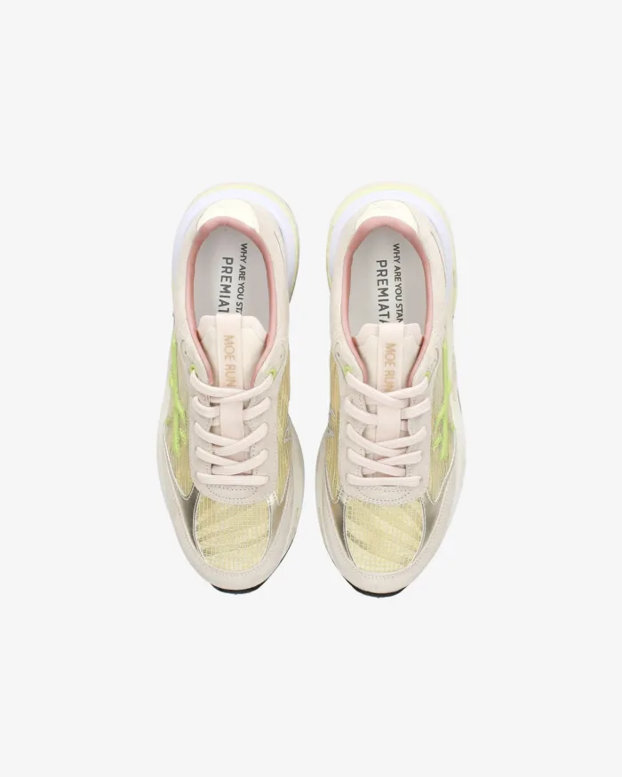 Sneakers Premiata Donna in Camoscio Beige e Tela Traforata art. Moerund 7464, foto 5 di 5