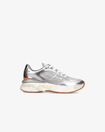 Sneakers Premiata Donna in Pelle e Rete Argento art. Moerund 7465