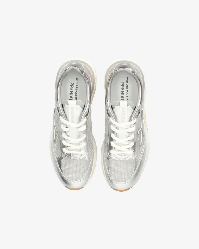 Sneakers Premiata Donna in Pelle e Rete Argento art. Moerund 7465, foto 3 di 3