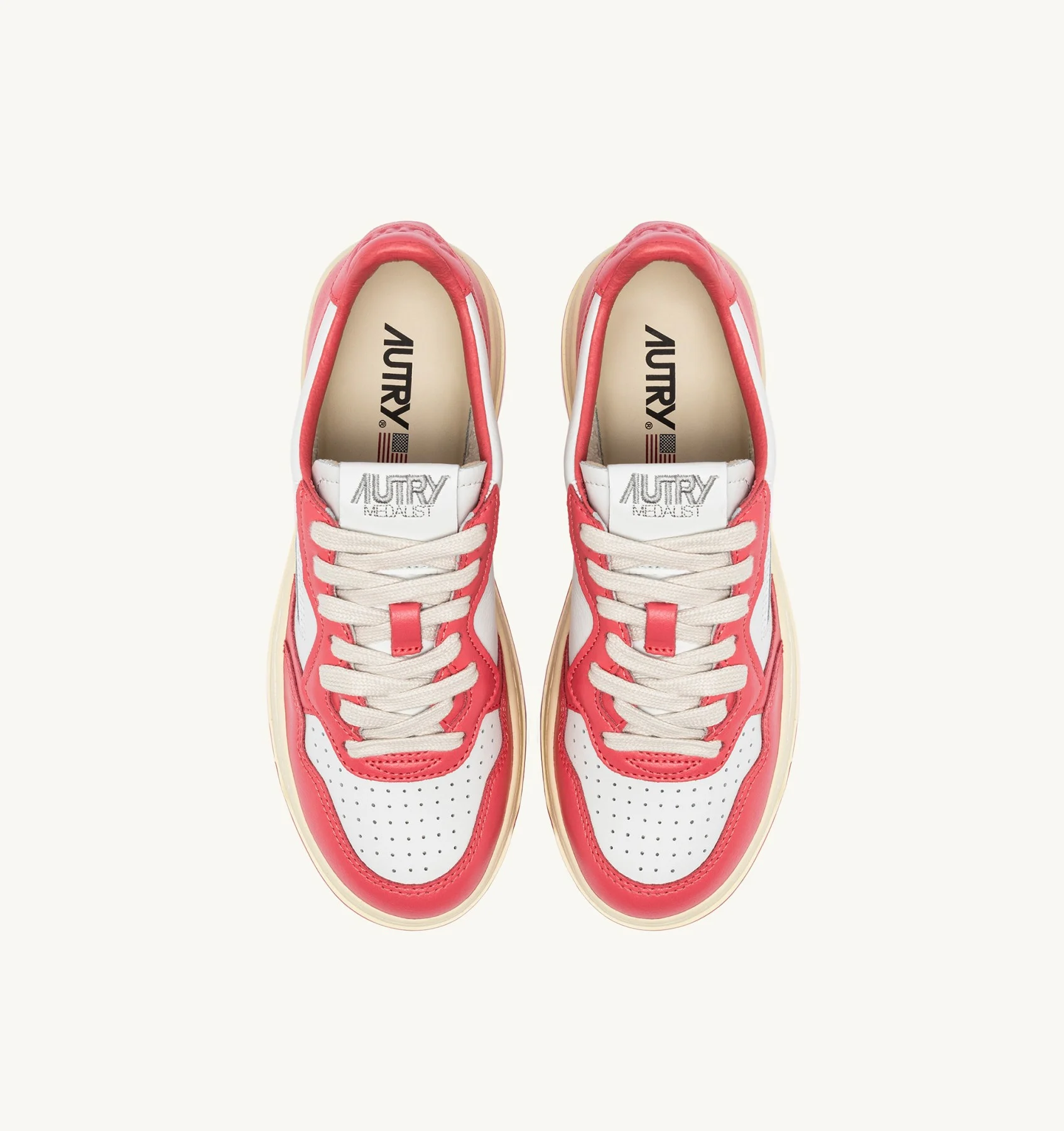 Sneakers Autry Donna in Pelle Bicolor Bianca e Pesca art. AULW WB55 - immagine 4