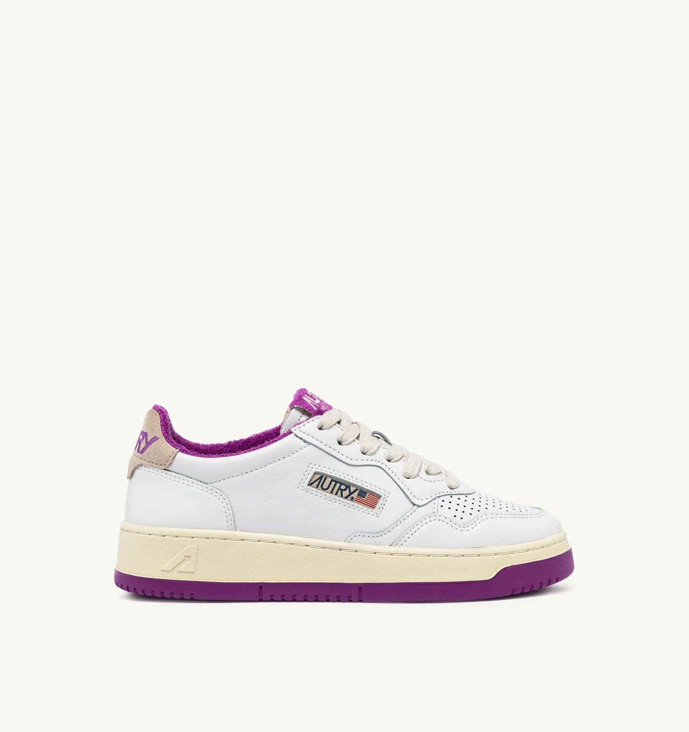 Sneakers Autry Medalist Donna in pelle Bianca Dettagli Viola art. AULW VS04 - immagine 1