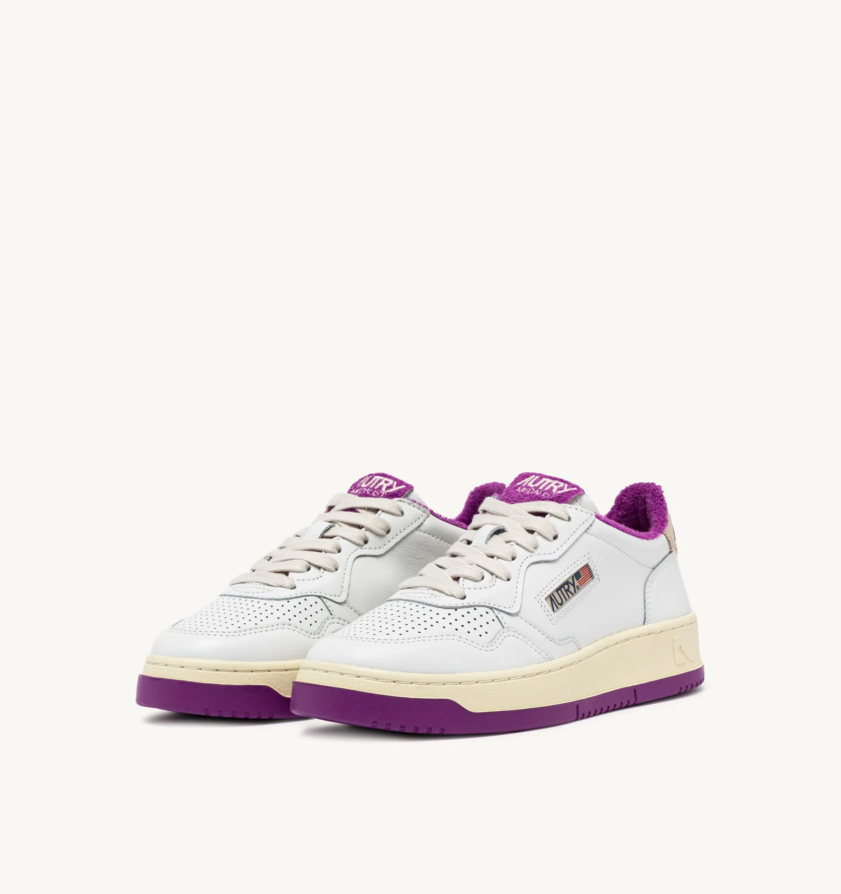 Sneakers Autry Medalist Donna in pelle Bianca Dettagli Viola art. AULW VS04 - immagine 2