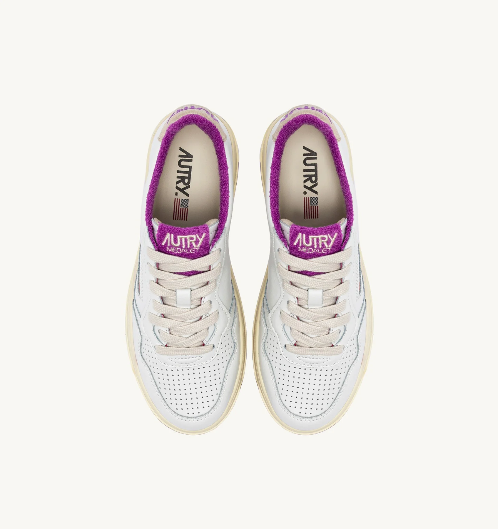 Sneakers Autry Medalist Donna in pelle Bianca Dettagli Viola art. AULW VS04 - immagine 4