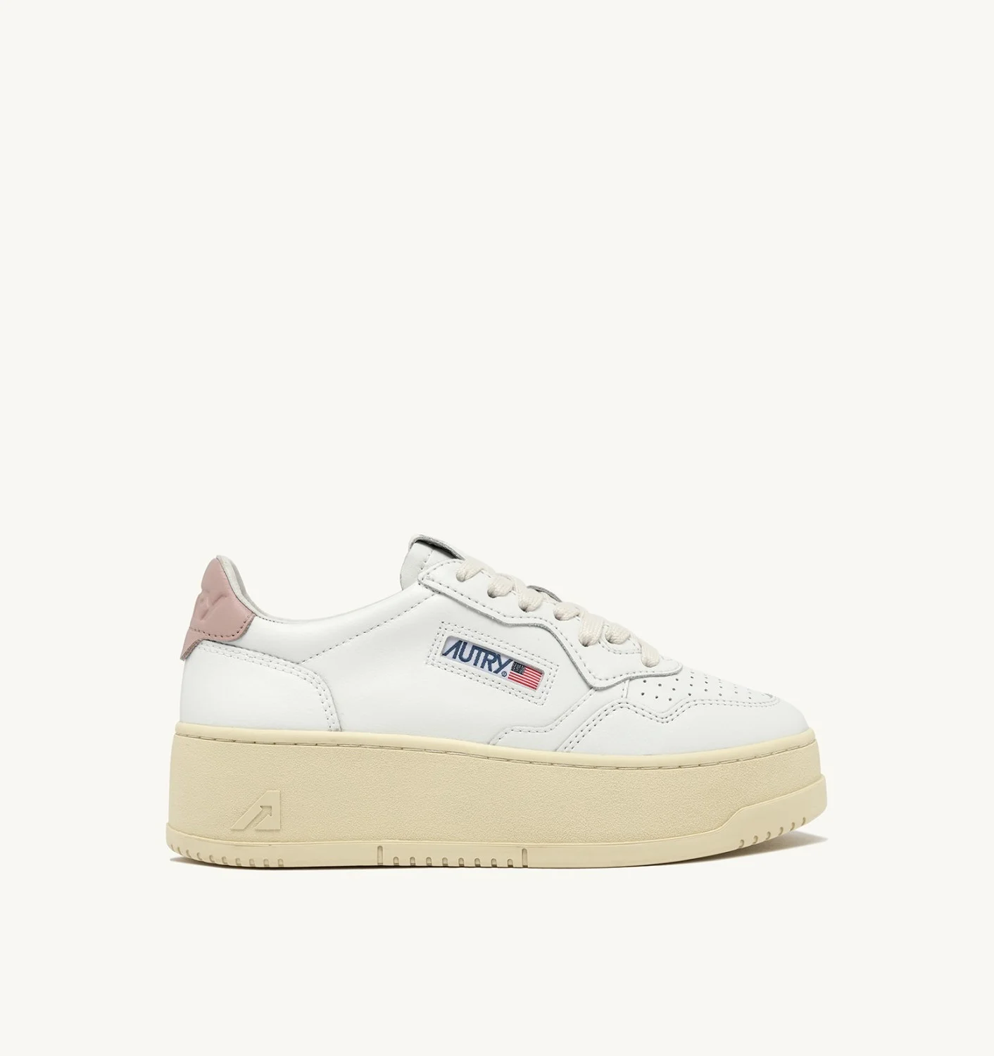 Sneakers Autry Medalist Platform Donna in Pelle Bianca Back Rosa art. PTLW LL80 - immagine 1