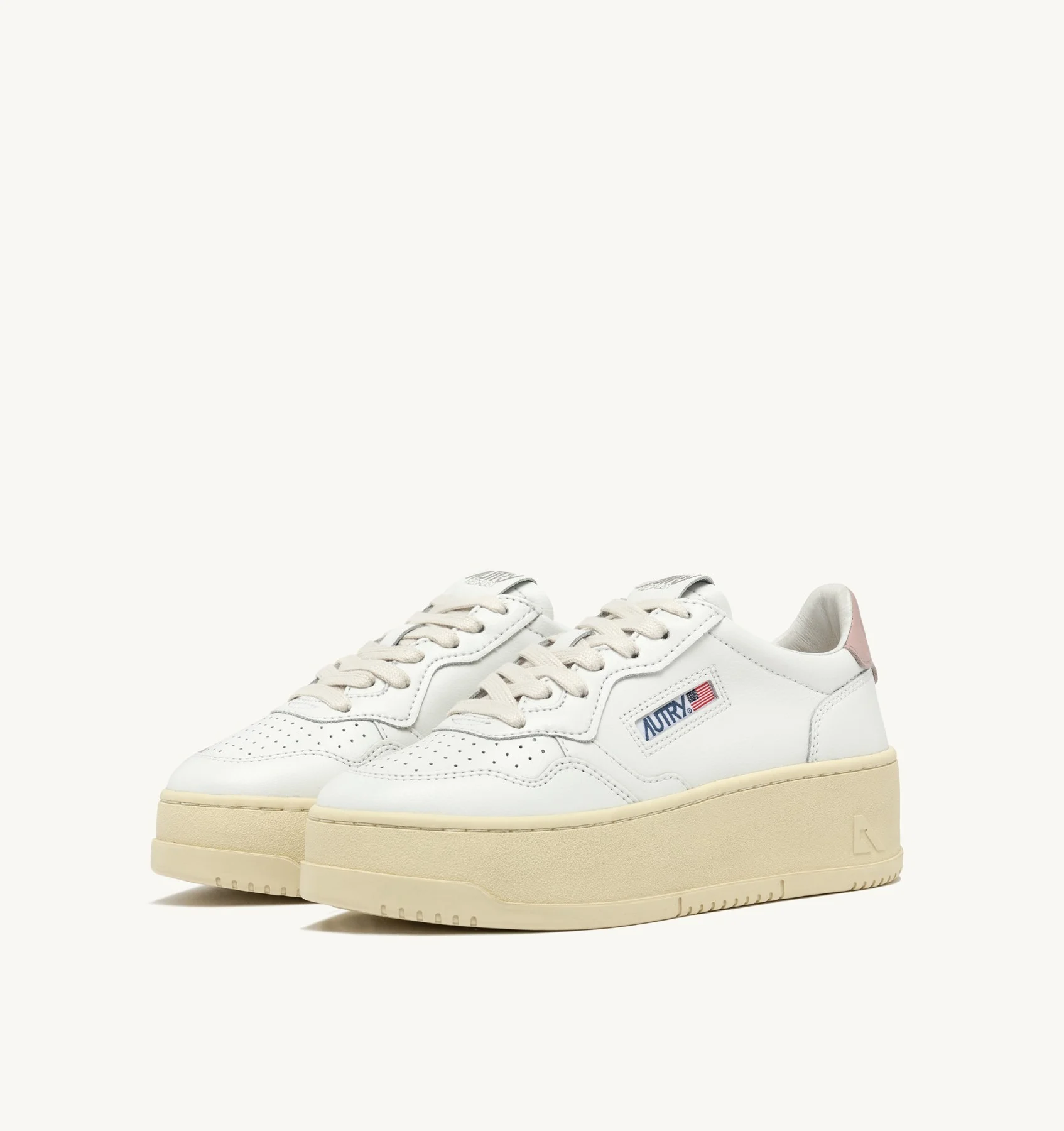 Sneakers Autry Medalist Platform Donna in Pelle Bianca Back Rosa art. PTLW LL80 - immagine 2
