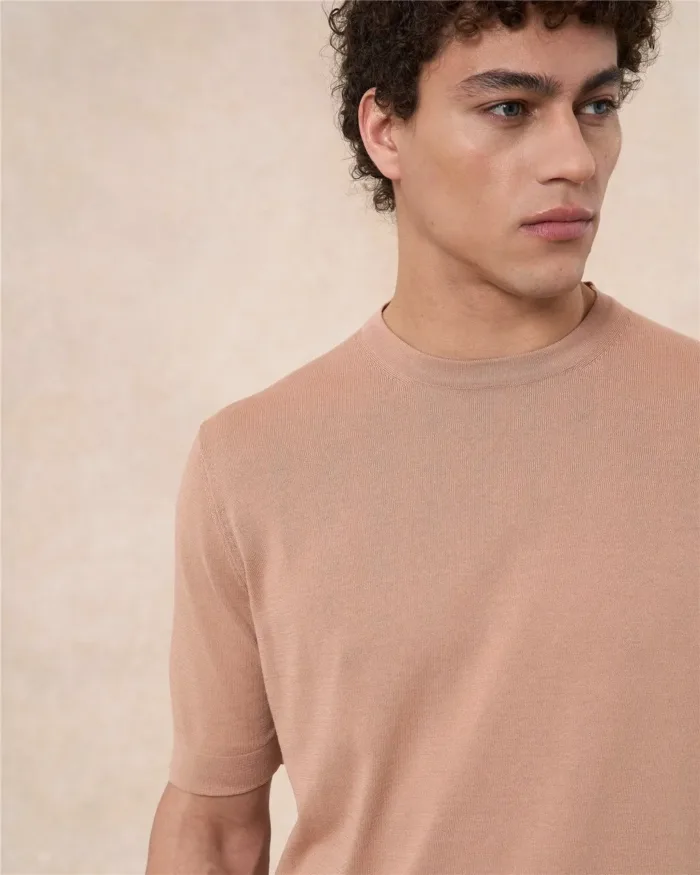 T-shirt in Crepe Cotton Liscio Filippo De Laurentiis Rosa Pastello art. TSMC JCREPE U310, foto 2 di 4