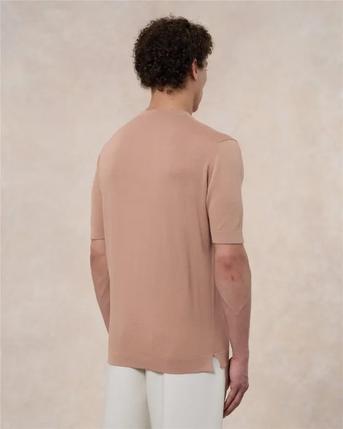 T-shirt in Crepe Cotton Liscio Filippo De Laurentiis Rosa Pastello art. TSMC JCREPE U310, foto 3 di 4
