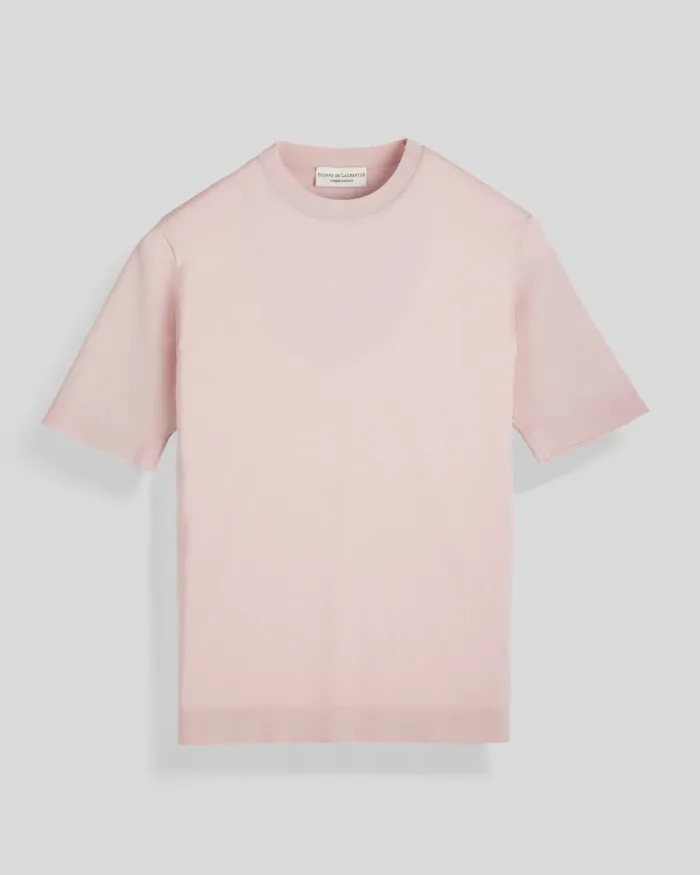 T-shirt in Crepe Cotton Filippo De Laurentiis Rosa art TS0MC CR14R 320, foto 1 di 1