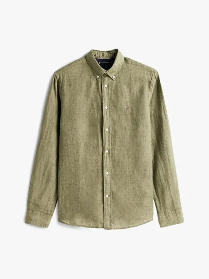 Camicia Uomo Tommy Hilfiger Verde in Lino art. MW0MW34602 PLI