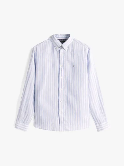 Camicia Uomo Tommy Hilfiger a Righe azzurre in Lino art. MW0MW38581 0A4