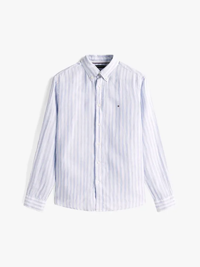 Camicia Uomo Tommy Hilfiger a Righe azzurre in Lino art. MW0MW38581 0A4, foto 1 di 3
