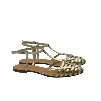 Sandalo Ragnetto Anna F con cinturino a T in nappa Platino art. 512