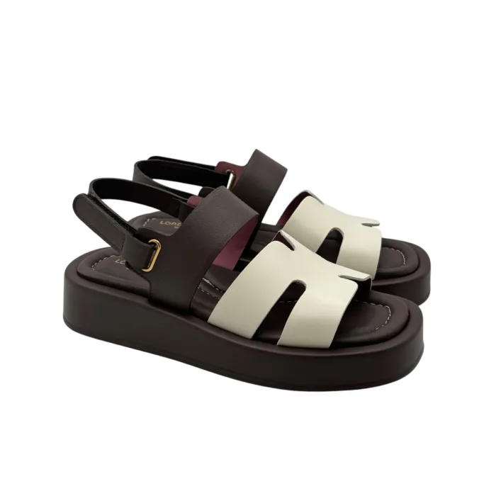 Sandali Con Zeppa Flat H 3,5 cm Lorenzo Mari In Vitello Testa di Moro art. Romina 01, foto 1 di 5