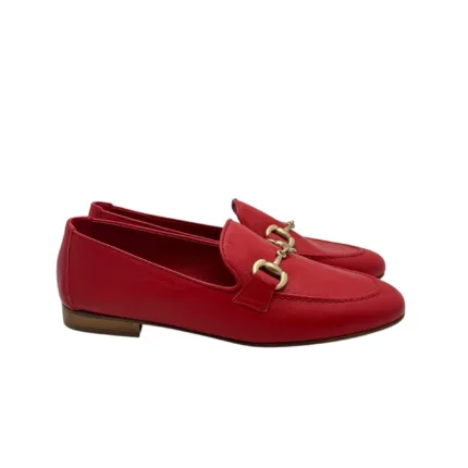 Mocassino Illogica in Pelle Rossa accessorio Fibbia Oro art. 2090