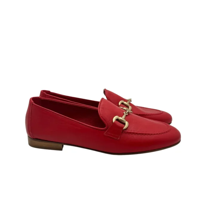 Mocassino Illogica in Pelle Rossa accessorio Fibbia Oro art. 2090, foto 1 di 5