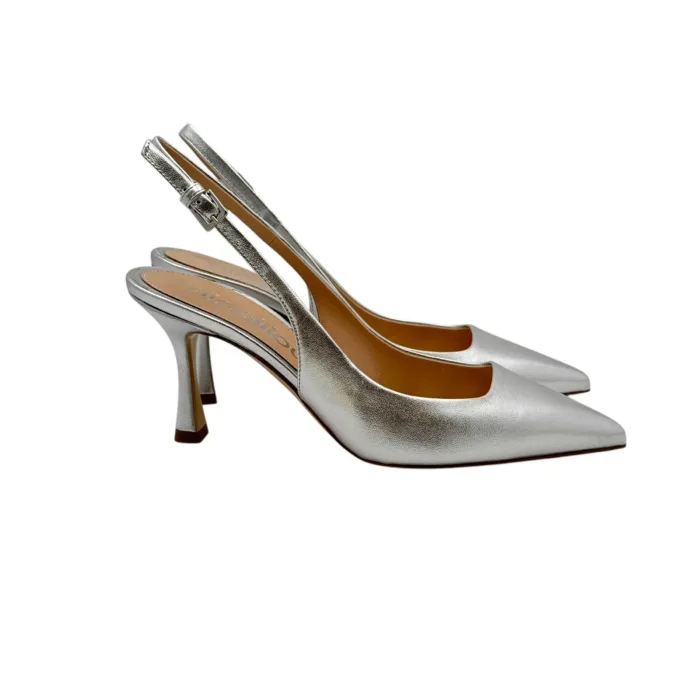 Slingback Ninalilou in nappa Argento e tacco 7 cm cod 331250M7, foto 1 di 5