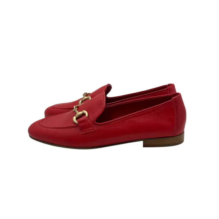 Mocassino Illogica in Pelle Rossa accessorio Fibbia Oro art. 2090, foto 4 di 5