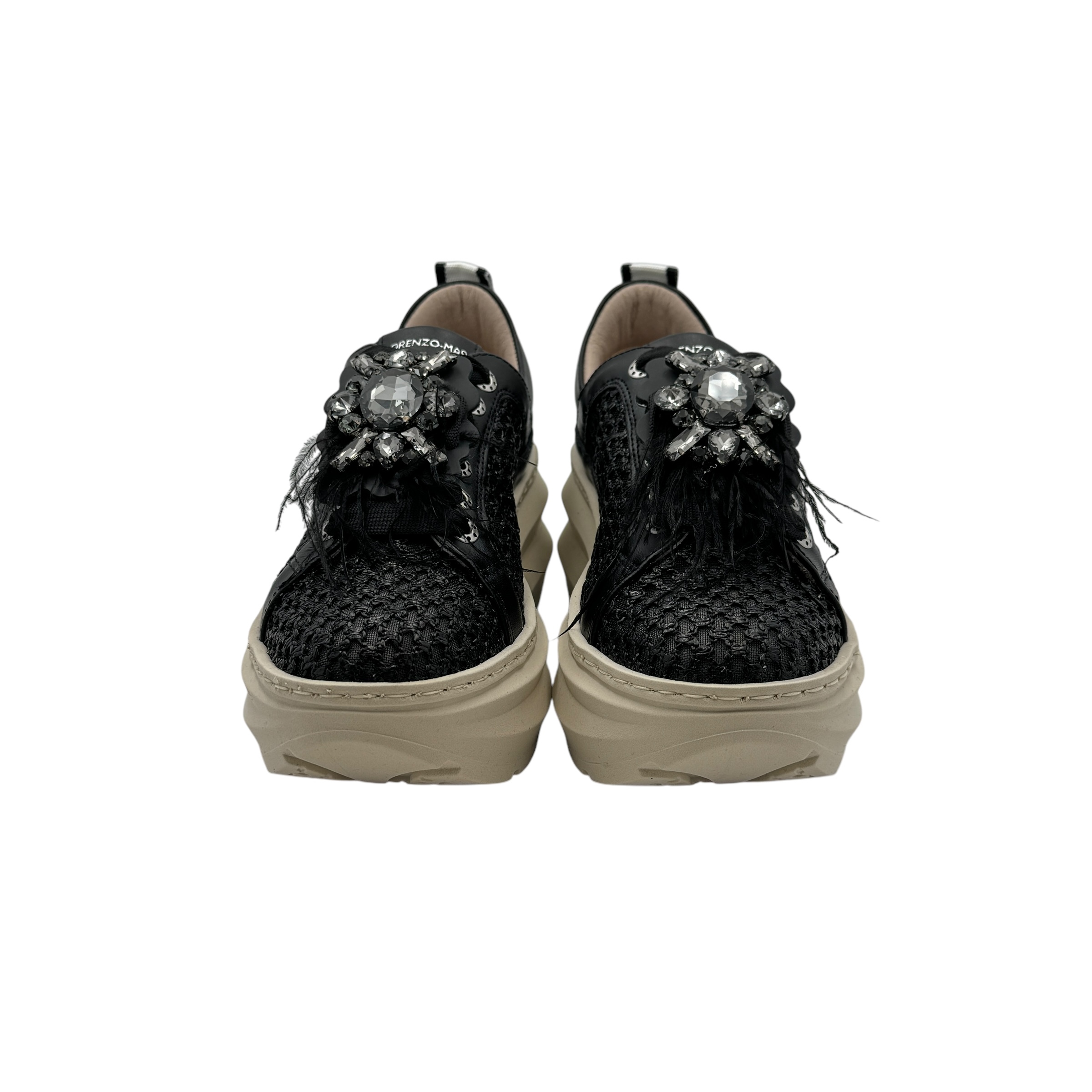 Gioseppo Sneaker Donna Con Zeppa Morrill - Pelle E Rafia, Stampe Multicolore, Zeppa Interna 3 Cm, Suola TPR