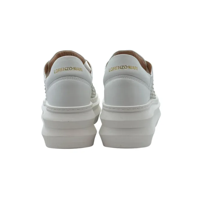 Sneakers Lorenzo Mari in Rete Strass Bianco E Zeppa 6 cm art. Ines, foto 6 di 6