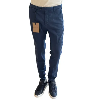 Pantaloni Brad In Misto Lino Tasca a Filo Michael Coal Blu art. MCBRAMM2823S25L