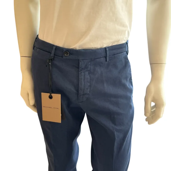 Pantaloni Brad In Misto Lino Tasca a Filo Michael Coal Blu art. MCBRAMM2823S25L, foto 2 di 3