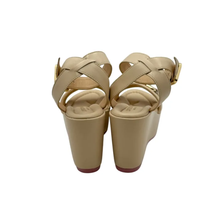 Zeppa con Morsetto Lorenzo Mari in Pelle Beige Zeppa 8 cm Plateau 5 cm art. Orchidea 01, foto 4 di 4