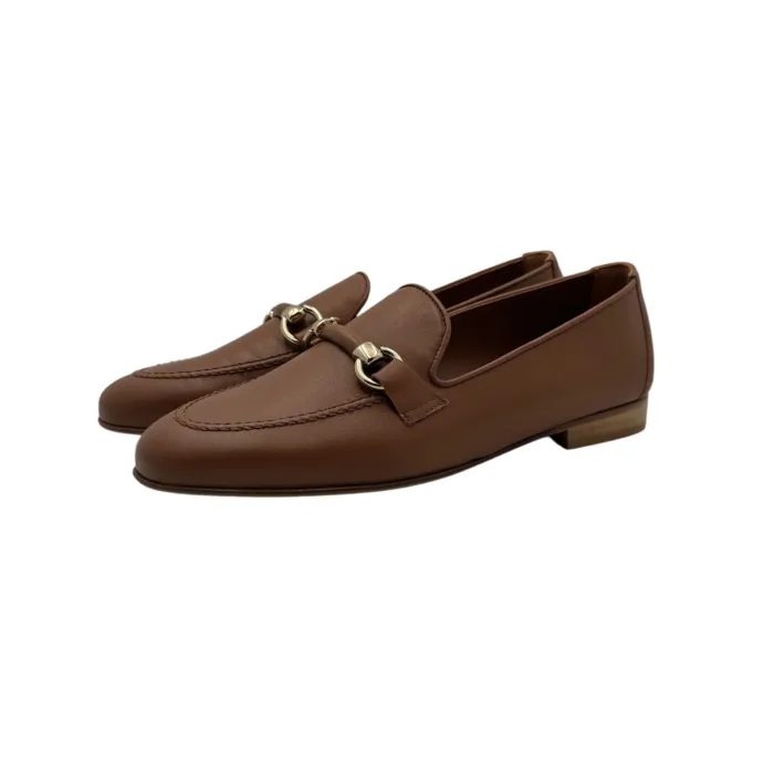 Mocassino Illogica in Pelle Cuoio accessorio Fibbia Oro art. 2091, foto 4 di 5