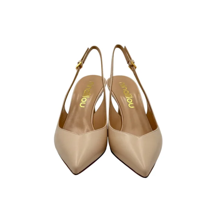 Slingback Ninalilou in Nappa Crema con scollo a Cuore e tacco 7 cm art. 341236ET, foto 6 di 6