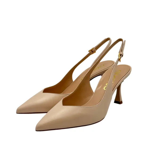 Slingback Ninalilou in Nappa Crema con scollo a Cuore e tacco 7 cm art. 341236ET, foto 5 di 6