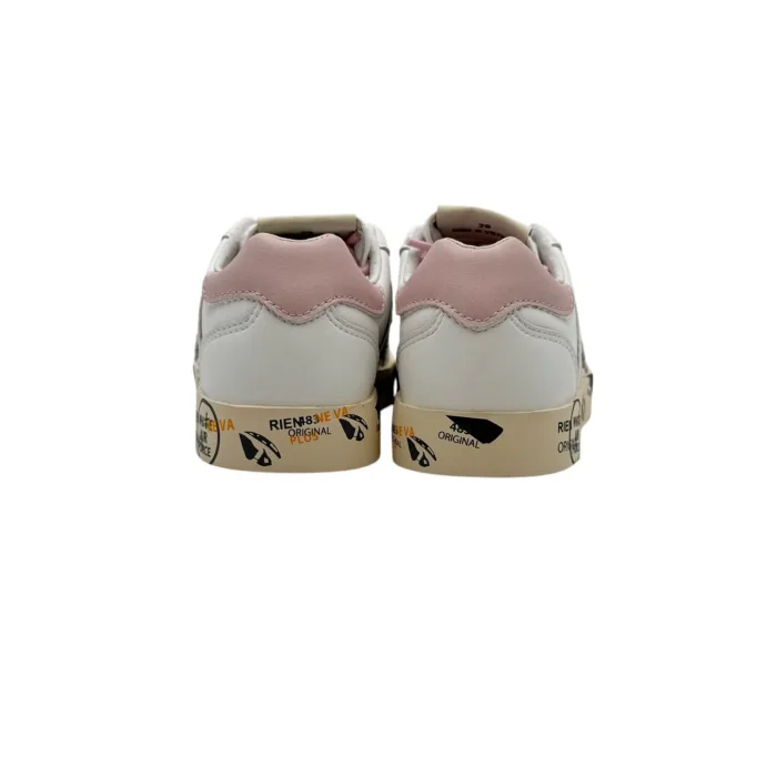 Sneakers Premiata Kids In Pelle Bianca e Lacci Rosa art. Andy, foto 5 di 5