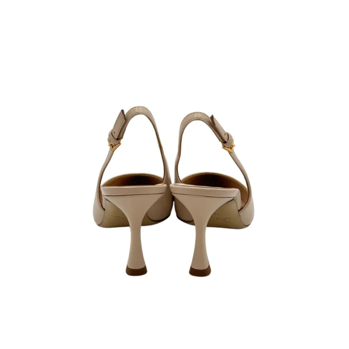 Slingback Ninalilou in Nappa Crema con scollo a Cuore e tacco 7 cm art. 341236ET, foto 3 di 6