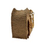 Borsa a mano Chica In Vimini Intrecciato Cognac con Tasca Frange e Cerniera, Art Taurus - immagine 4