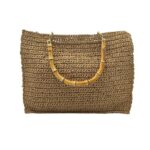 Borsa a mano Chica In Vimini Intrecciato Cognac con Tasca Frange e Cerniera, Art Taurus - immagine 3