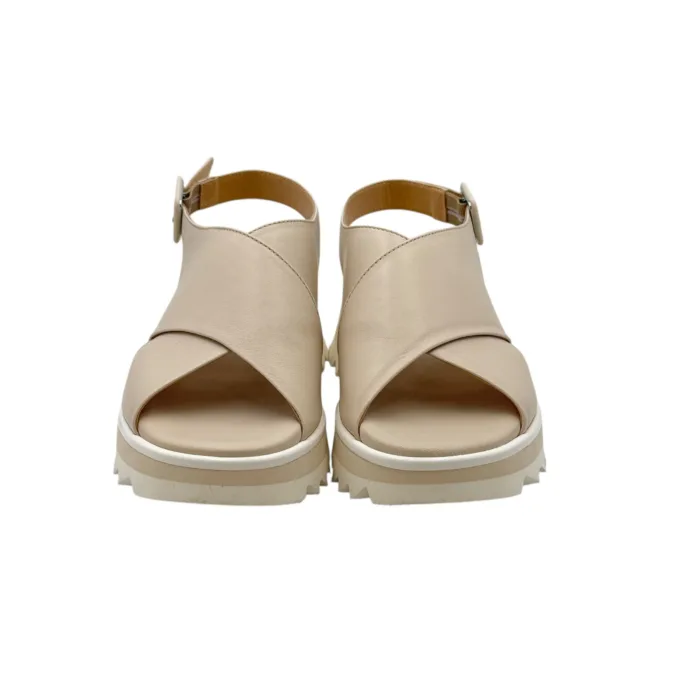 Sandalo Luca Grossi in Pelle Avorio Zeppa H 5 cm art. K512S, foto 2 di 6