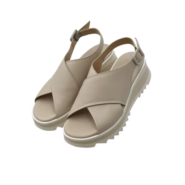 Sandalo Luca Grossi in Pelle Avorio Zeppa H 5 cm art. K512S, foto 4 di 6