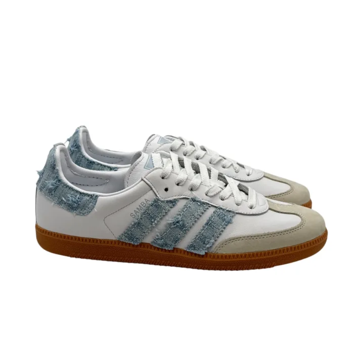 Sneakers Adidas Samba Uomo Pelle Bianca Dettagli Jeans art. Adidas Samba Alabama, foto 1 di 4