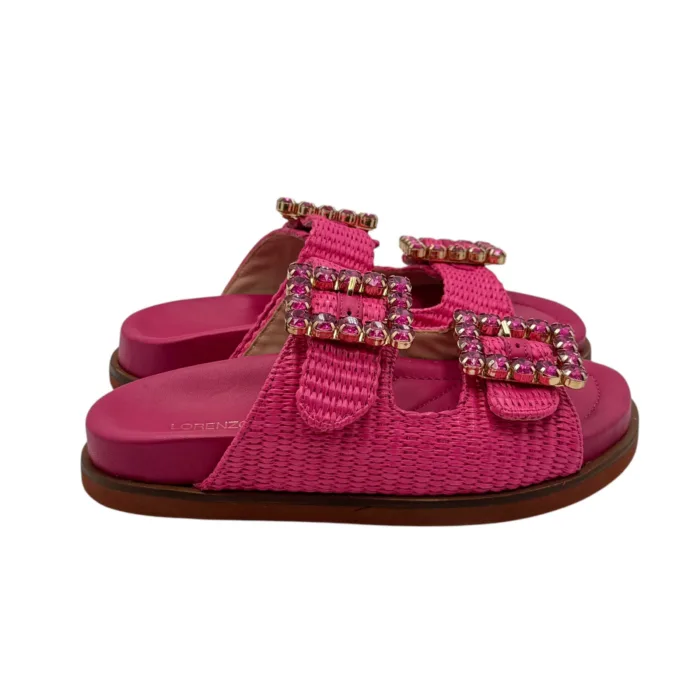 Sandali Lorenzo Mari Rafia e Sottopiede In Vitello Fucsia art. Primula 03, foto 1 di 6